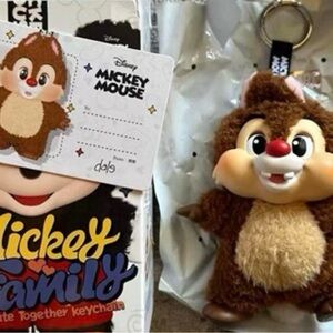 Disney Chip Plush Keychain - Brown and Cream